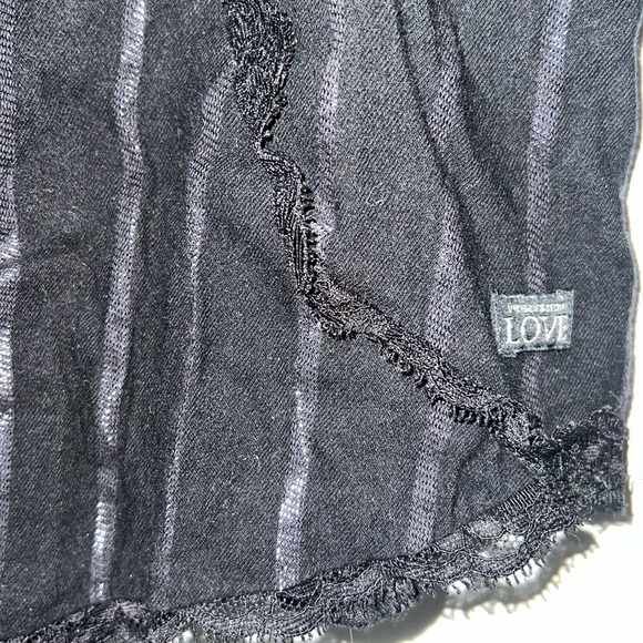 Victoria secret lace trim pajama shorts. Black and shimmer stripe. - Picture 2 of 5